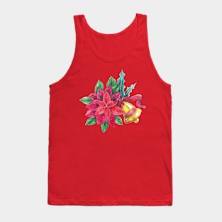 Poinsettia and Christmas Bell Tank Top